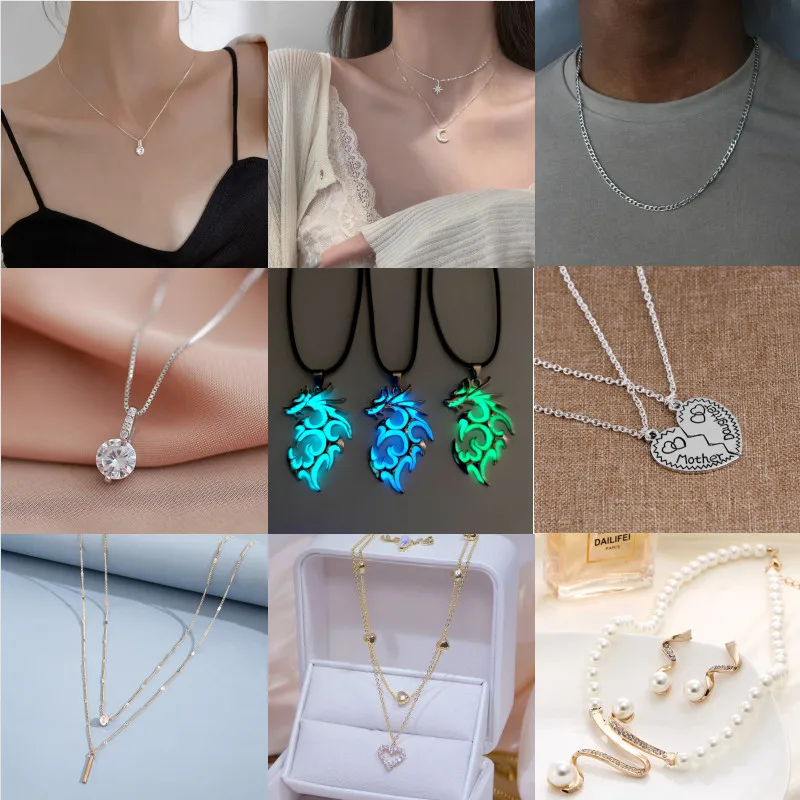 

Creative Pearl Heart Multi-Layered Alloy Necklace for Women New Clavicle Chain