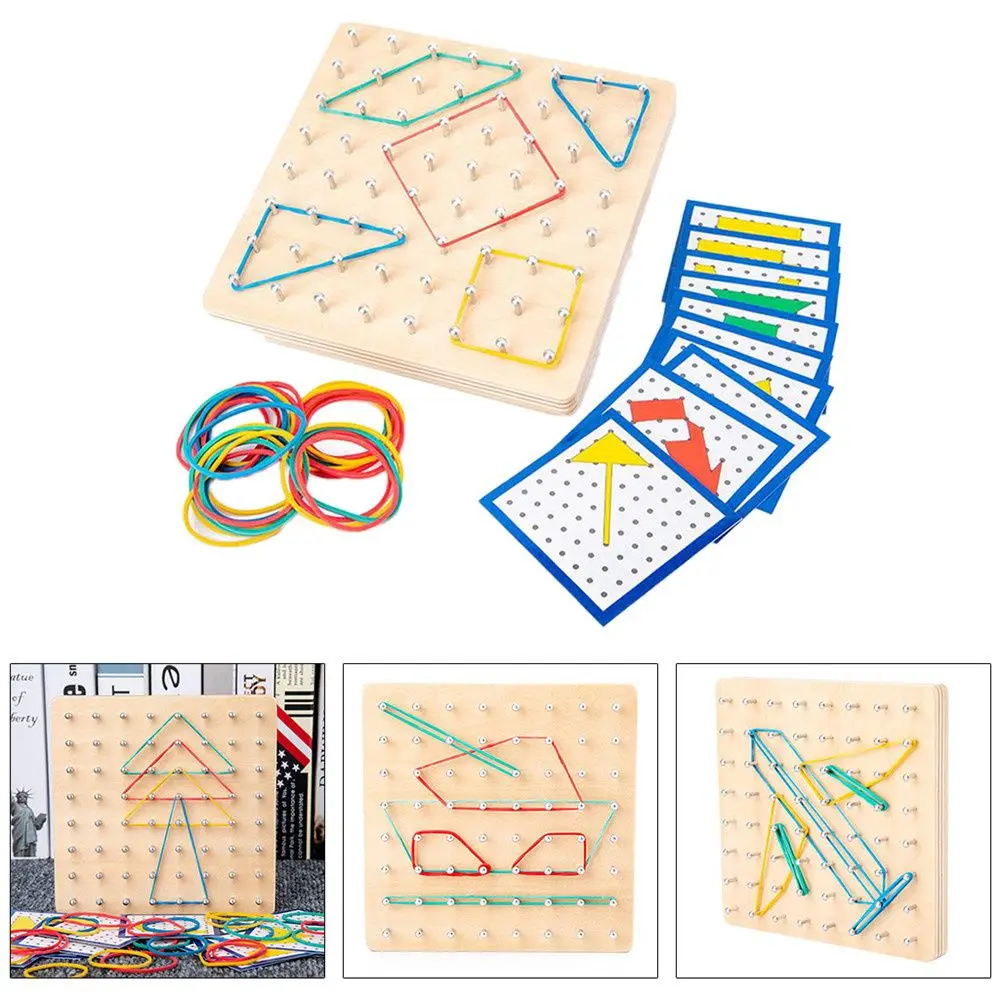 

Для детей шаблон карты с резиновой лентой математическая Монтессори игрушки деревянные игрушки геодоска блоки-манипуляторы