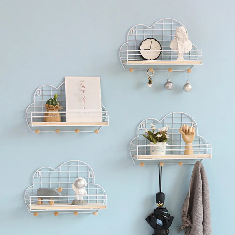 

Nordic Cloud Shelf Creative Home Bedroom Decorative Iron Shelf Modern Wall Shelf Child Room Wall Shelf Grid Shelf