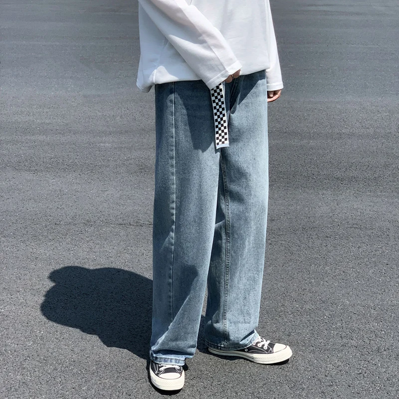 Ripped Jeans Men's Spring Ins Tide Brand Loose High Street Beggar Wide-leg Trousers Spring and Autumn All-match Straight Pants