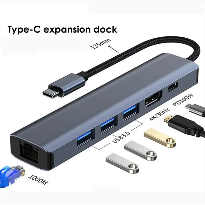 

Док-станция для ноутбука и телефона, 6 в 1, Gigabit Ethernet Rj45 USB 3,0