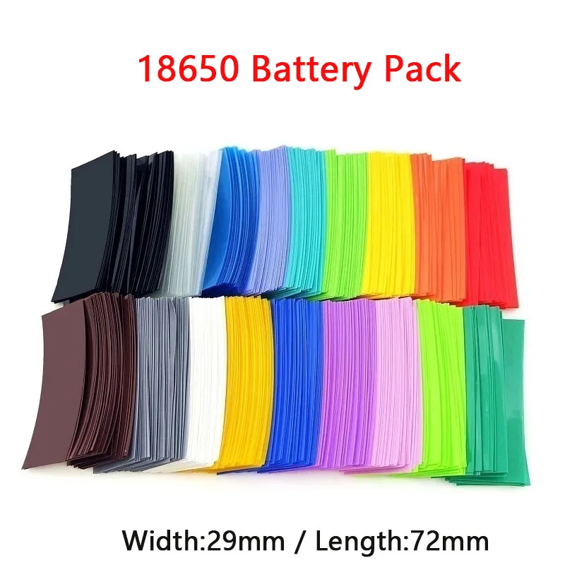 

20/50/100pcs 18650 Lipo Battery Wrap PVC Heat Shrink Tube Precut Insulated Film Protect Case Pack Sleeving Width 29mm Length72mm