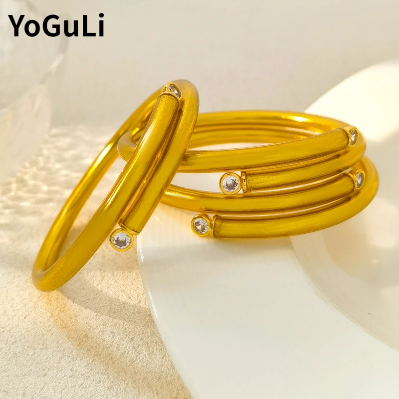 

Trendy Jewelry Popular Style Bangle Bracelet Elegant Design High Quality Tube Inner Gold Color Silicone Bracelet For Women