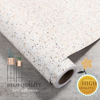 Waterproof Oil-Proof Beige Marble Wallpaper Contact Paper PVC Self Adhesive Bathroom Kitchen Glossy Countertop Home Improvement 1