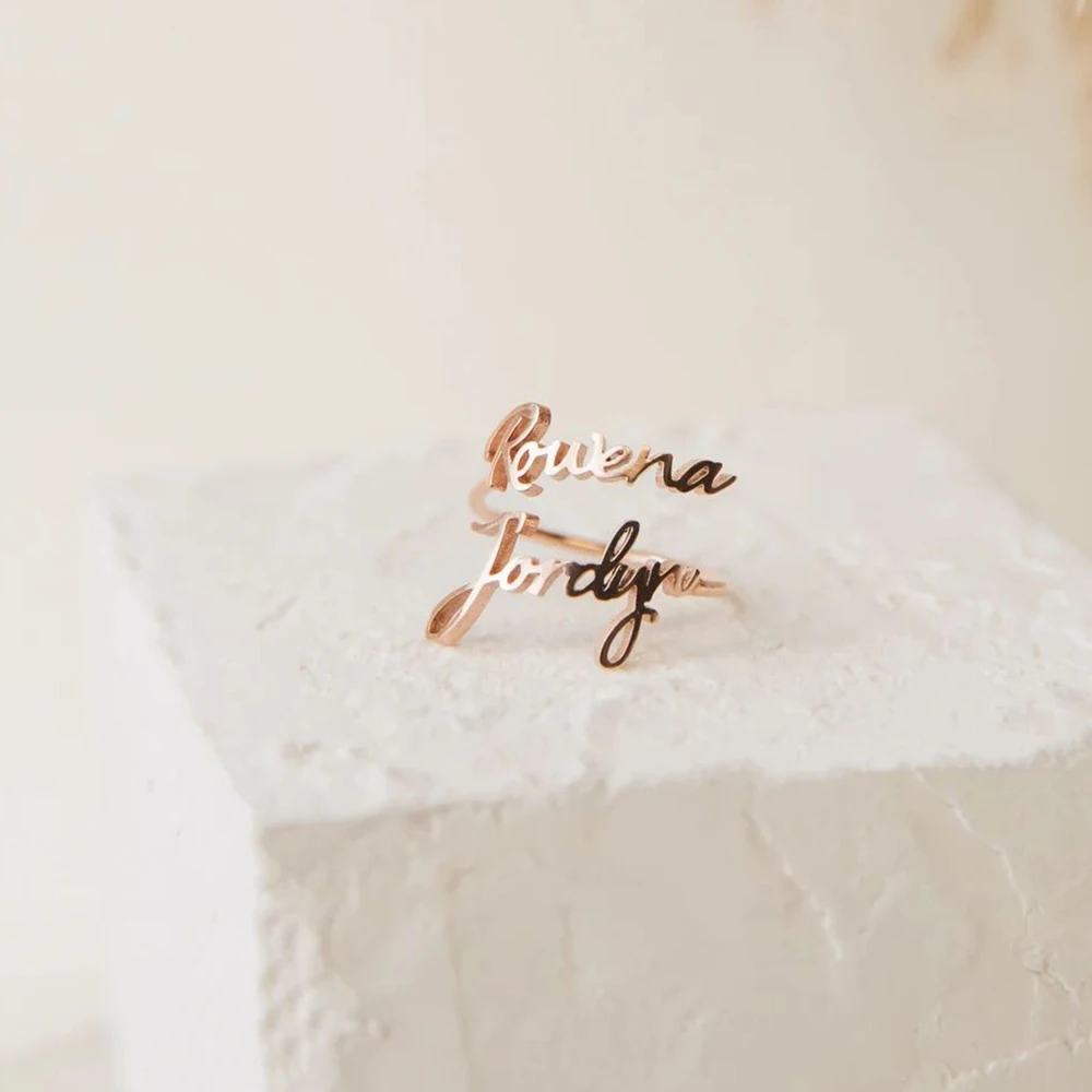 Orazio Customized Name Ring for Women 14K Gold Personalized Letter Stainless Steel Rings Jewelry Support Wholesale Dropshipping