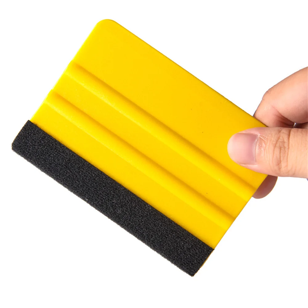 

1Pc 10x7cm Auto Styling Vinyl Carbon Fiber Window Ice Remover Cleaning Wash Car Scraper With Felt Squeegee Tool Film Wrapping