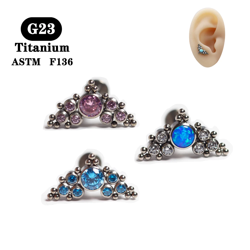 

Titanium G23 Opal Labret Internally Thread Earring Helix Tragus Cartilage Prevent-allergies Ear Piercing Jewelry for Women 2022