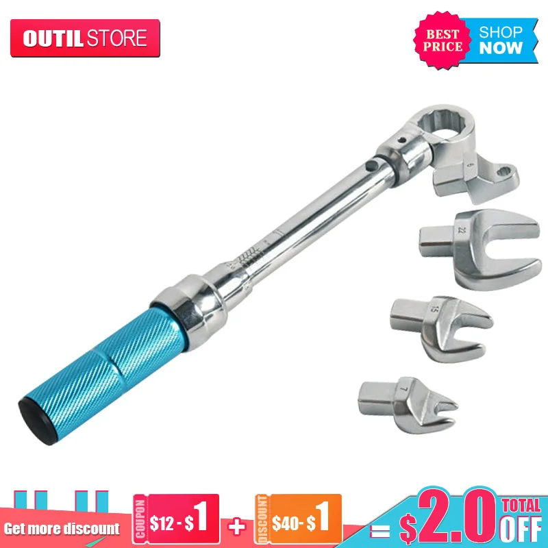 

10-150Nm Professional Preset Torque Spanner Professional Auto Repair Tools Adjustable Wrench With 5 Pieces Square Head