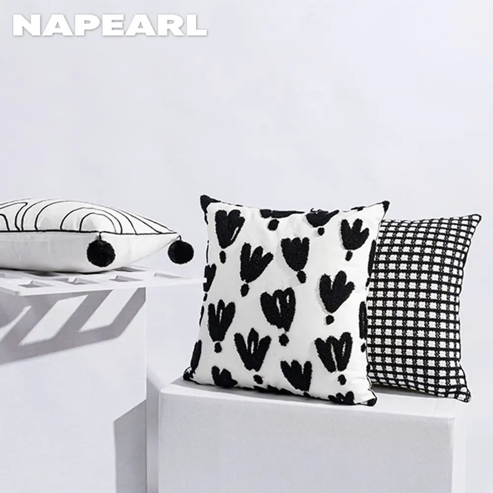 

Наволочка Napearl в современном стиле для дома, многофункциональная поясная наволочка черного и белого цветов, подходит для кабинета, кафе