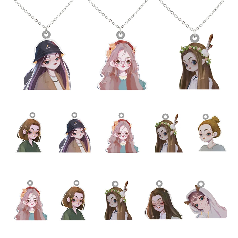 

Disney Cool Sweet Princess Pattern Flat Pendant Necklace Epoxy Resin Single Sided Printing Necklace Hot Fashion Jewelry QGZ504