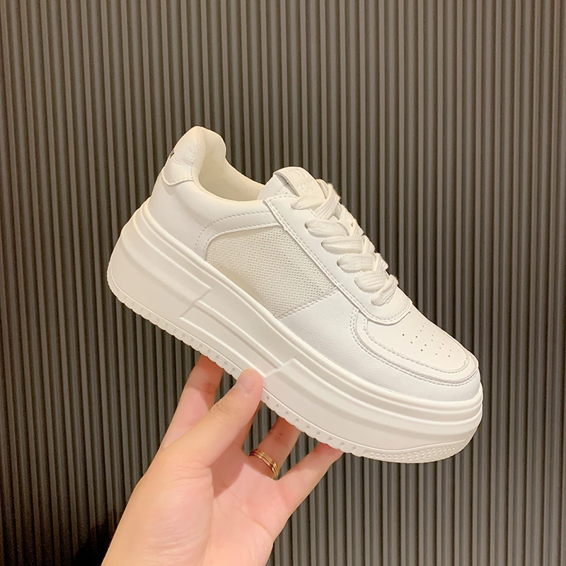 

Fashion Women Chunky Sneakers High-end Mesh Breathable Lace-up Designer Vulcanized Daddy Shoes Sports Flats Platform Shoes