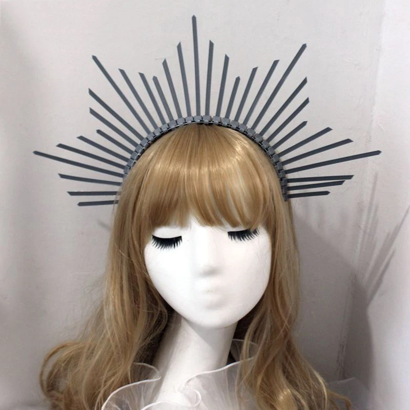 Our Lady of the Halo Crown Design Bridal Headband Double-row DIY Vintage Church Mary Baroque Tiara Headwear Material Package