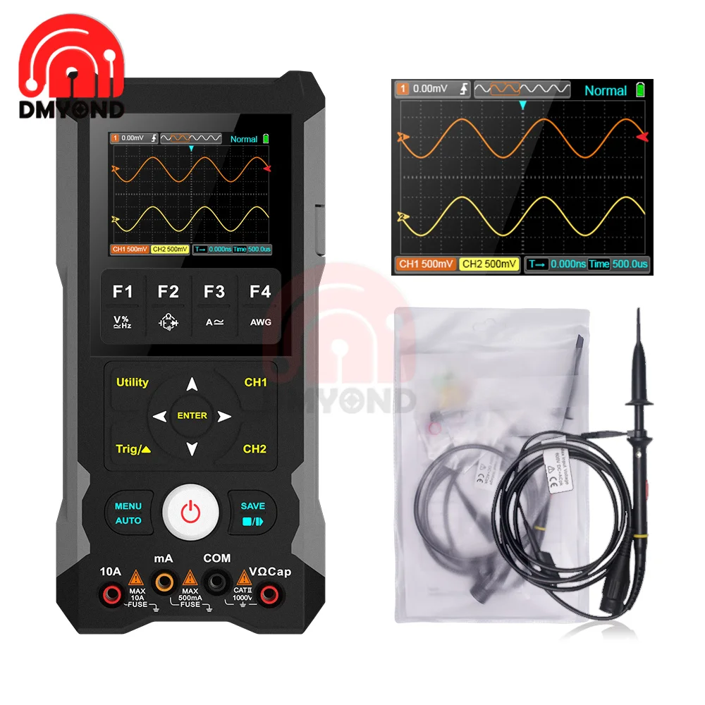 

2,8 "3 в 1 осциллограф, мультиметр, источник сигнала, двухканальный портативный осциллограф с частотой дискретизации 250 Мвыб/с для электронных ...