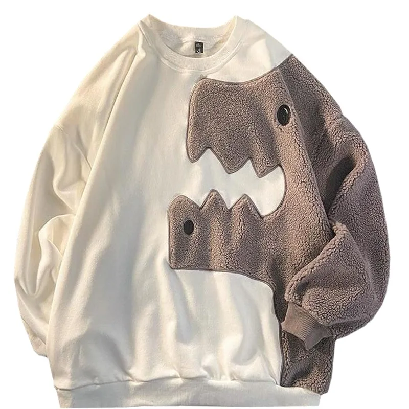 

Свитшот женский зимний флисовый с вышивкой и изображением динозавров