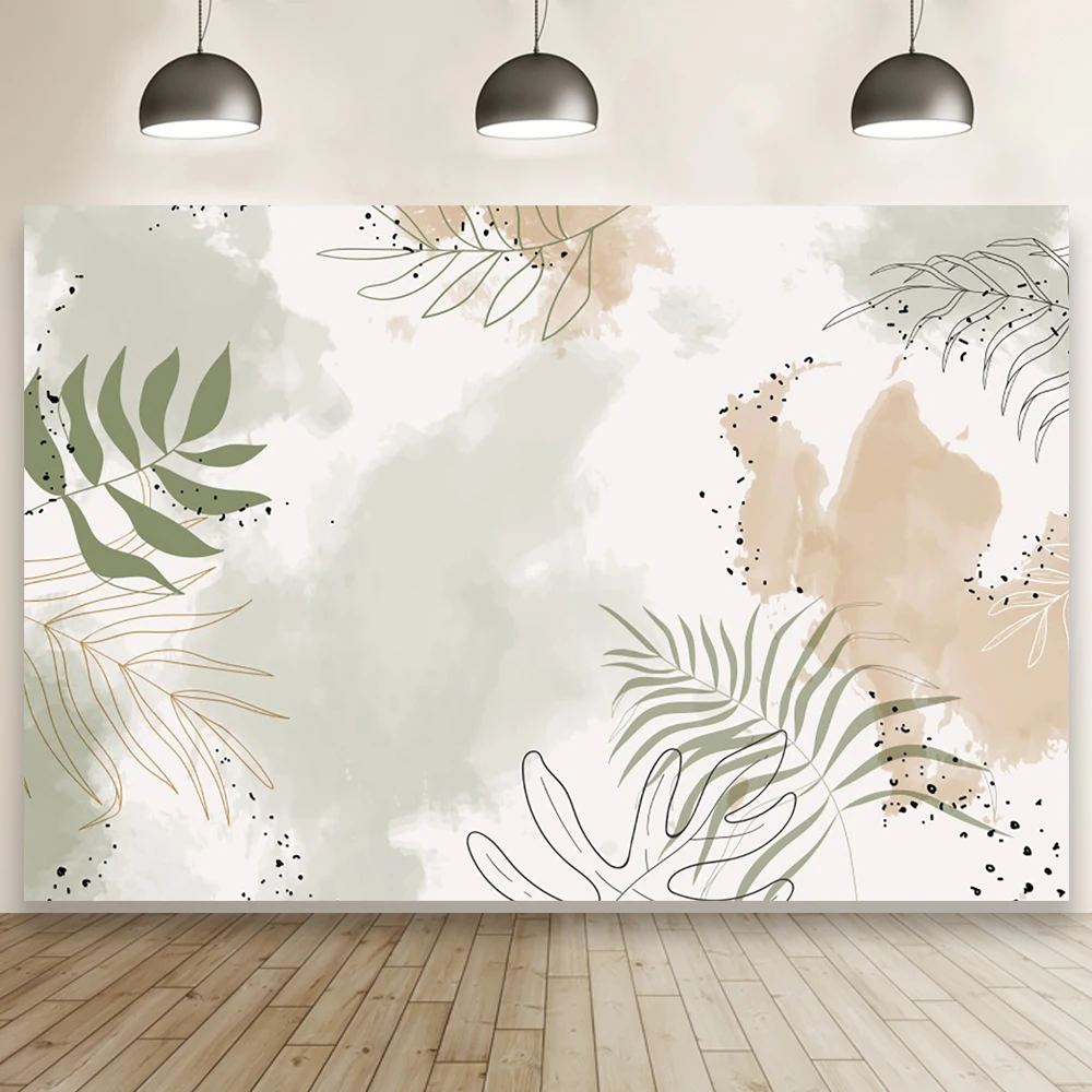 

Simple Green Leaf Painting Backdrop Studio Photography Kids Home Party Photozone Background Baby Shower Booth Banner Prop