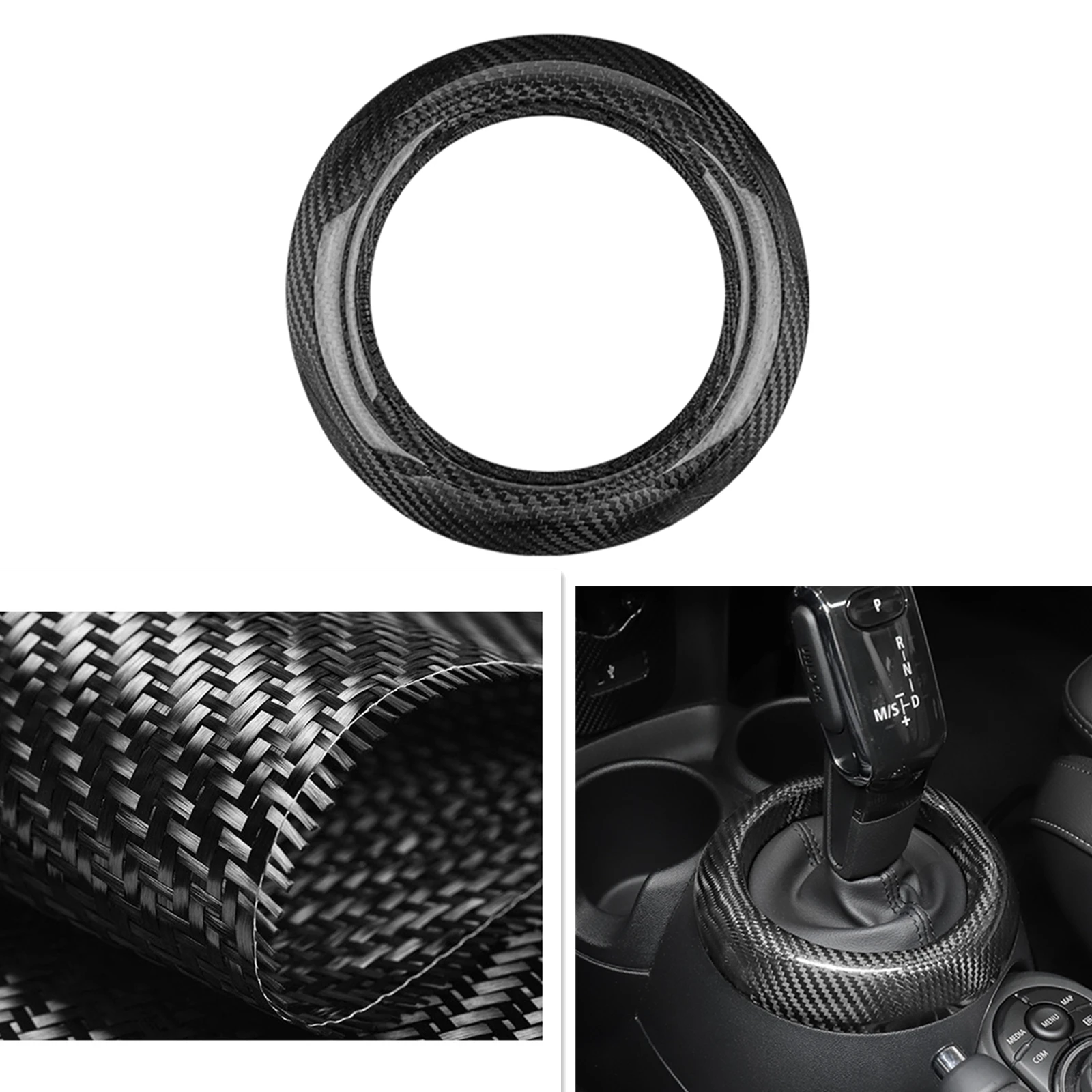 

Carbon Fiber Car Gear Shift Box Panel Trim Ring Cover Board Frame Strip Bezel For BMW MINI F54 F55 F5657 F60 2014-2021