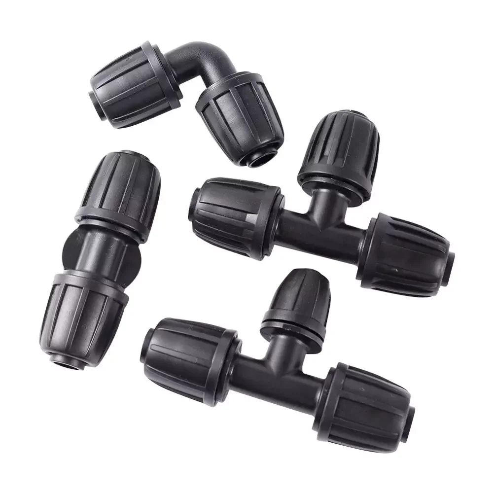 

16mm PE Pipe Micro Drip Irrigation Pipe Fitting 3-Way Straight Elbow Type Locked Connector Garden Agriculture Supplies 5Pcs