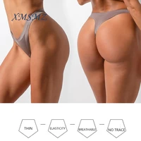 xmsmz 3pcs ladies low waist seamless panties quick dry ice silk thong one piece sexy briefs breathable comfortable underwear