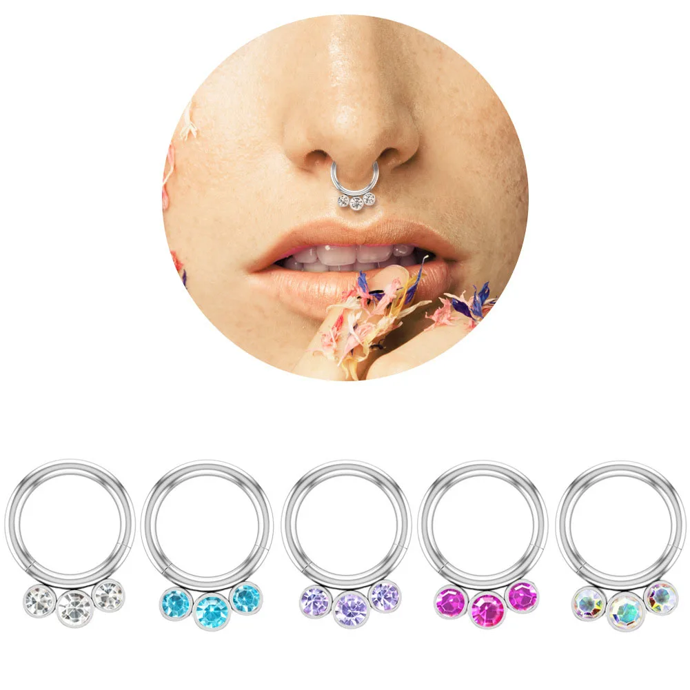 

Diamond Hoop Nose Ring Septum Lip Circular Barbell Horseshoe Ear Tragus Helix Earring Nose Piercing Body Jewelry
