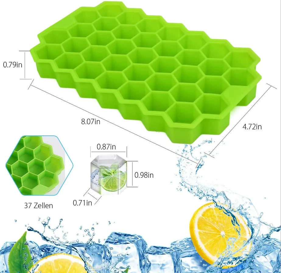 

Creative Honeycomb Ice Cube Maker Reusable Trays Silicone Ice cube Mold BPA Free Ice Mould with Removable Lids