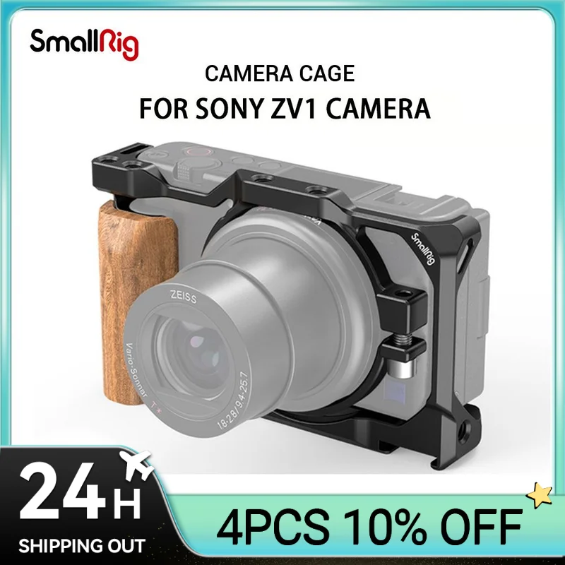 

SmallRig Light Weight Cage for Sony ZV1 Camera with Wooden Handgrip for Sony ZV1 Camera Vlogging Cage 2937/2938