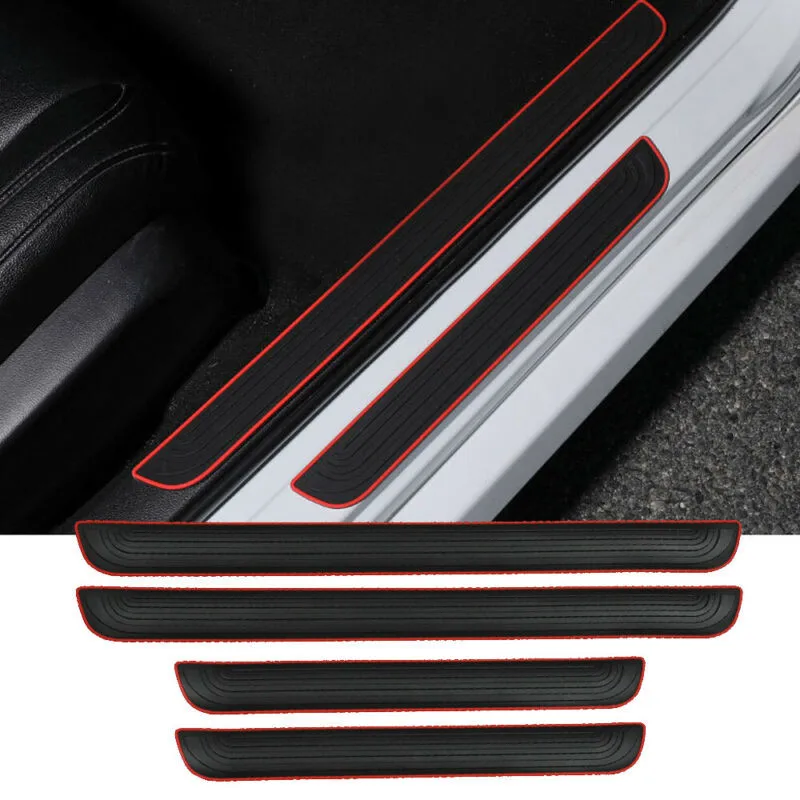 

Protector Car Door Guards Red Replacement Rubber Scuff Trim 4pcs Accessories