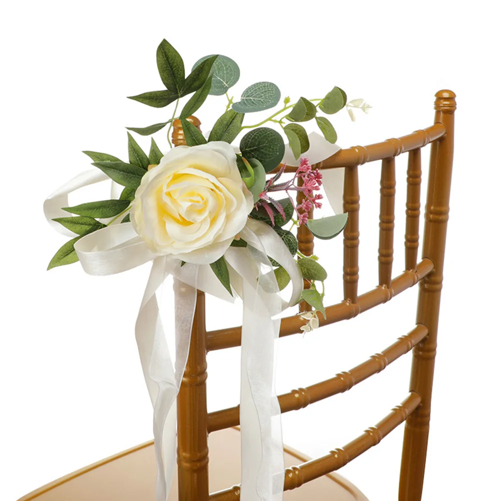 

Artificial Chair Back Flower Wedding Chair Flower Decoration Artificial Flower Arrangement Party Supplies