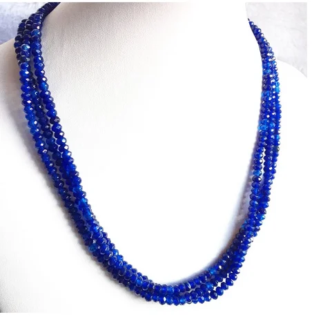 

Small 3*4MM Faceted Blue Sapphire Jade Necklace for Women Natural Stone Beaded Gem Choker Collares Abacus Gift Jewelr