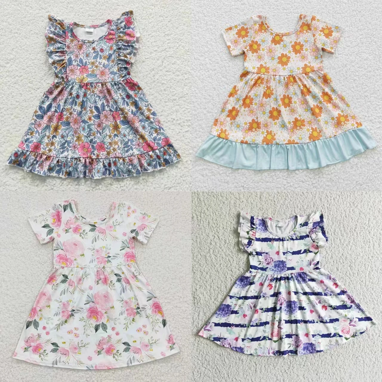 

Летнее платье с коротким рукавом и оборками, до колена