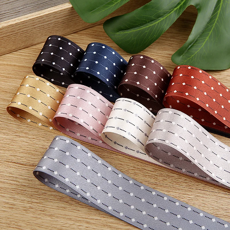 

Kewgarden 1.5" 38mm Dot Stripe Ribbons DIY Hair Bowknot Accessories Make Sewing Materials Handmade Tape Crafts 10 Yards