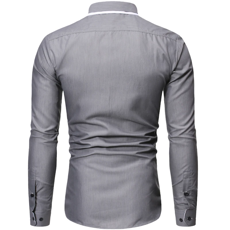 Mens Casual Button Down Shirts Dress Shirts Solid Business Shirts