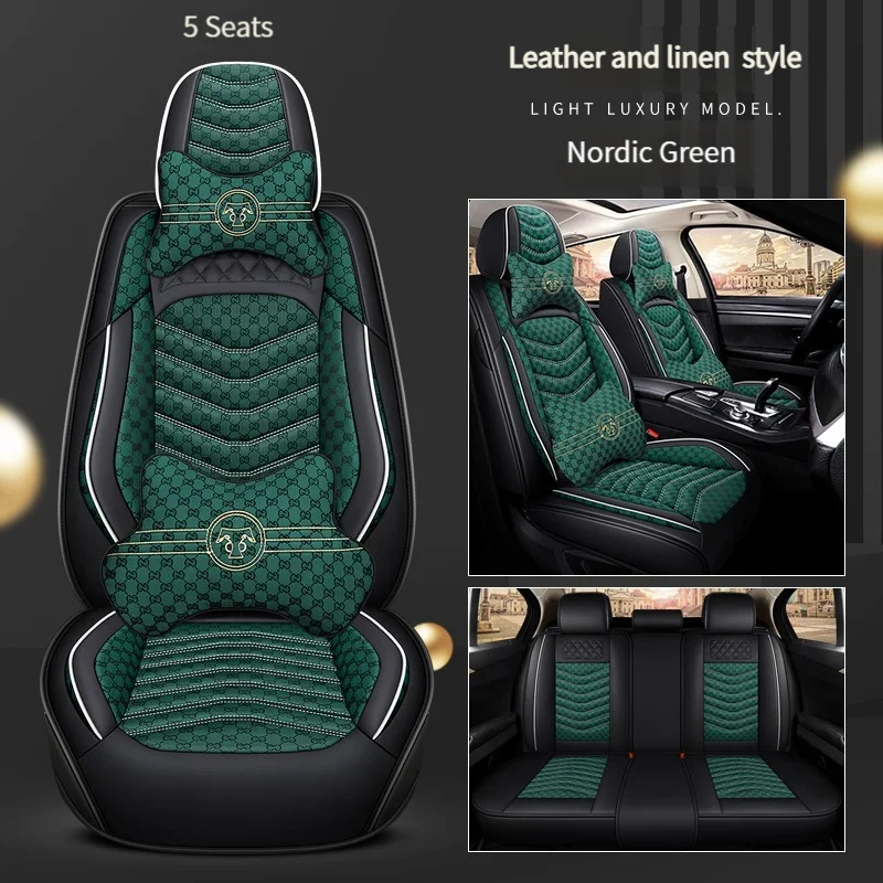 

Breathable 5 Piece Set Leather Flax Splicing Car Seat Cover For Volvo S60L S90/ XC60 /XC90/V50/V60/XC40 /CX70 Car Accessories