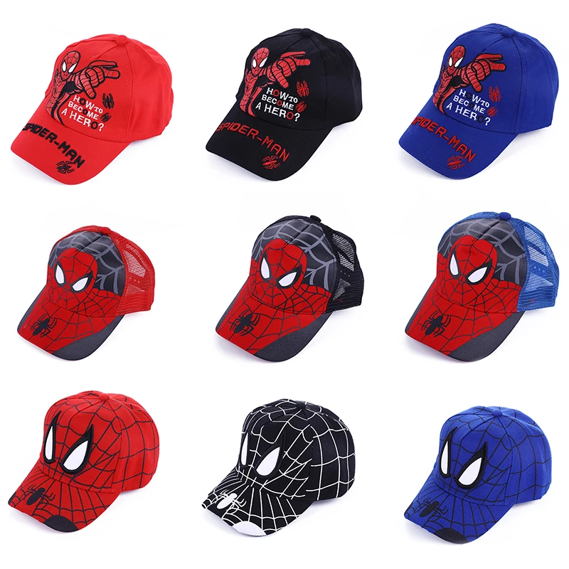 

Disney Spiderman Kids Caps Baby Boy Cartoon Mesh Baseball Cap Adjustable Hip Hop Sun Hats Halloween Birthday Party Hat Gift 2022