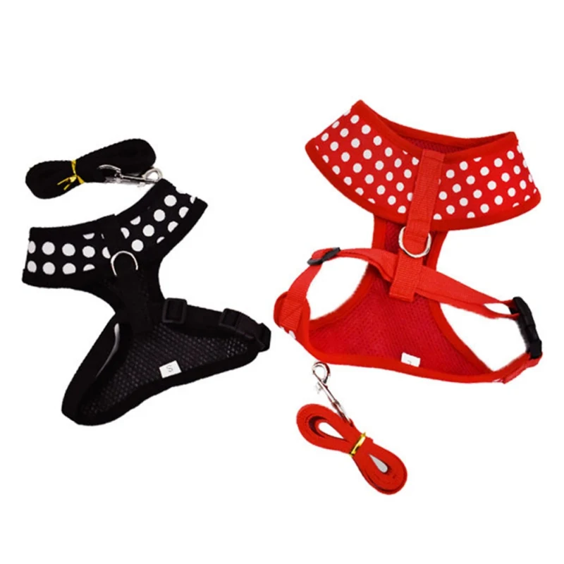 

Mesh Harness for Small Dog Bowknot Puppy Dog Evening Dress Harness Vest Pet Walking Harnesses Leash Set for Small Dog Cat