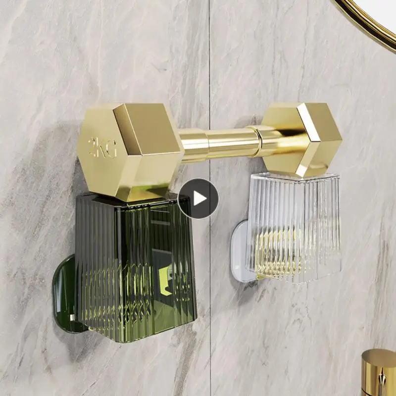 

Multifunctional Toothpaste Toothbrush Dispenser Self Adhesive Storage Rack Tools Mouthwash Cup Light Luxury High-grade Creative