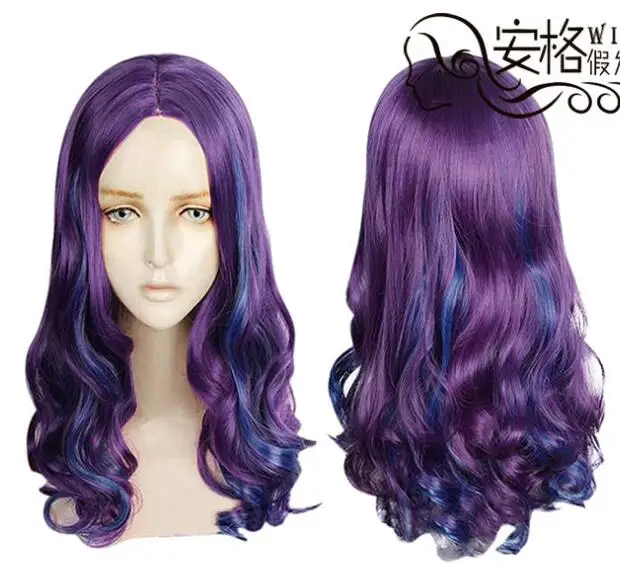 Anime Purple Mal Wig Cosplay Costume Descendants 3 Heat Resistant  Hair Women Fashion Curly Wigs Carnival Party Wigs