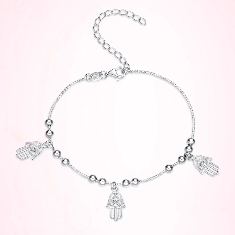 Kaletine Luck Hamsa браслет с бусинами из серебра 925 пробы для женщин подвесками ювелирные