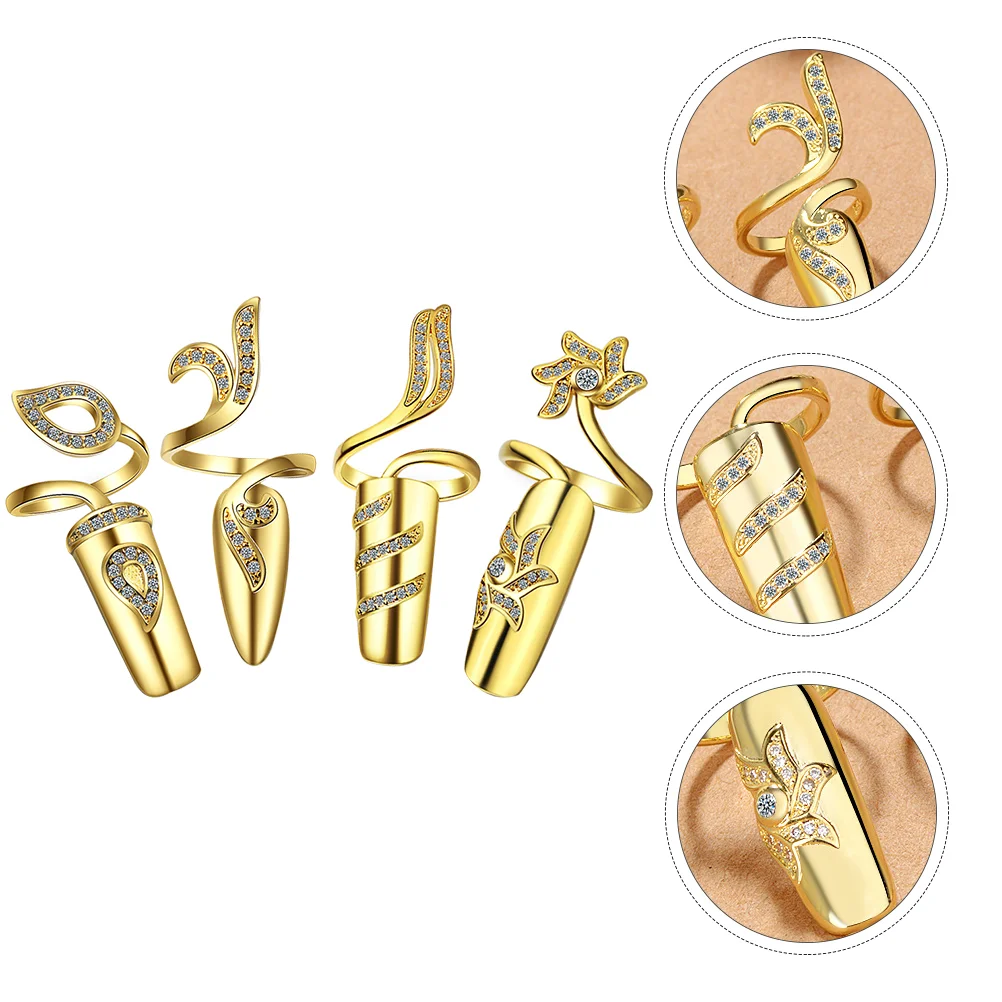 

Rings Ring Finger Nail Women Rhinestone Fingernail Jewelry Fashion Stackable Knuckle Ladies Crystal Cover Cap Joint Opening