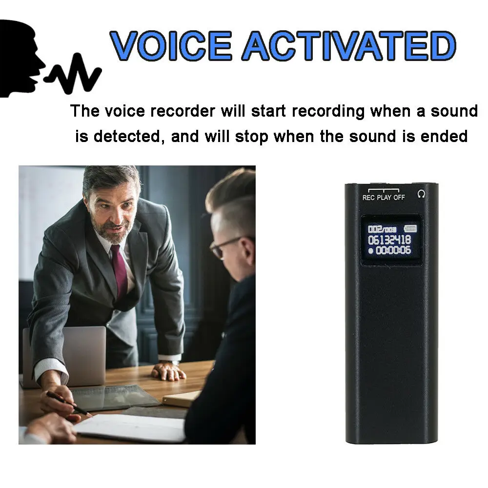 

Mini Portable Digital Voice Recorder MP3 Player Audio Sound Dictaphone Recorder Voice Activated 8GB Recording Device for Meeting