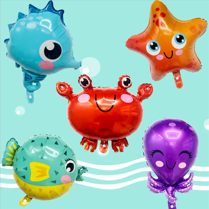 

5pcs Fish Sea Animal Foil Balloons Starfish Sea Horse Balloon Ocean World Under Sea Theme Boy Birthday Party Decor Baby Shower