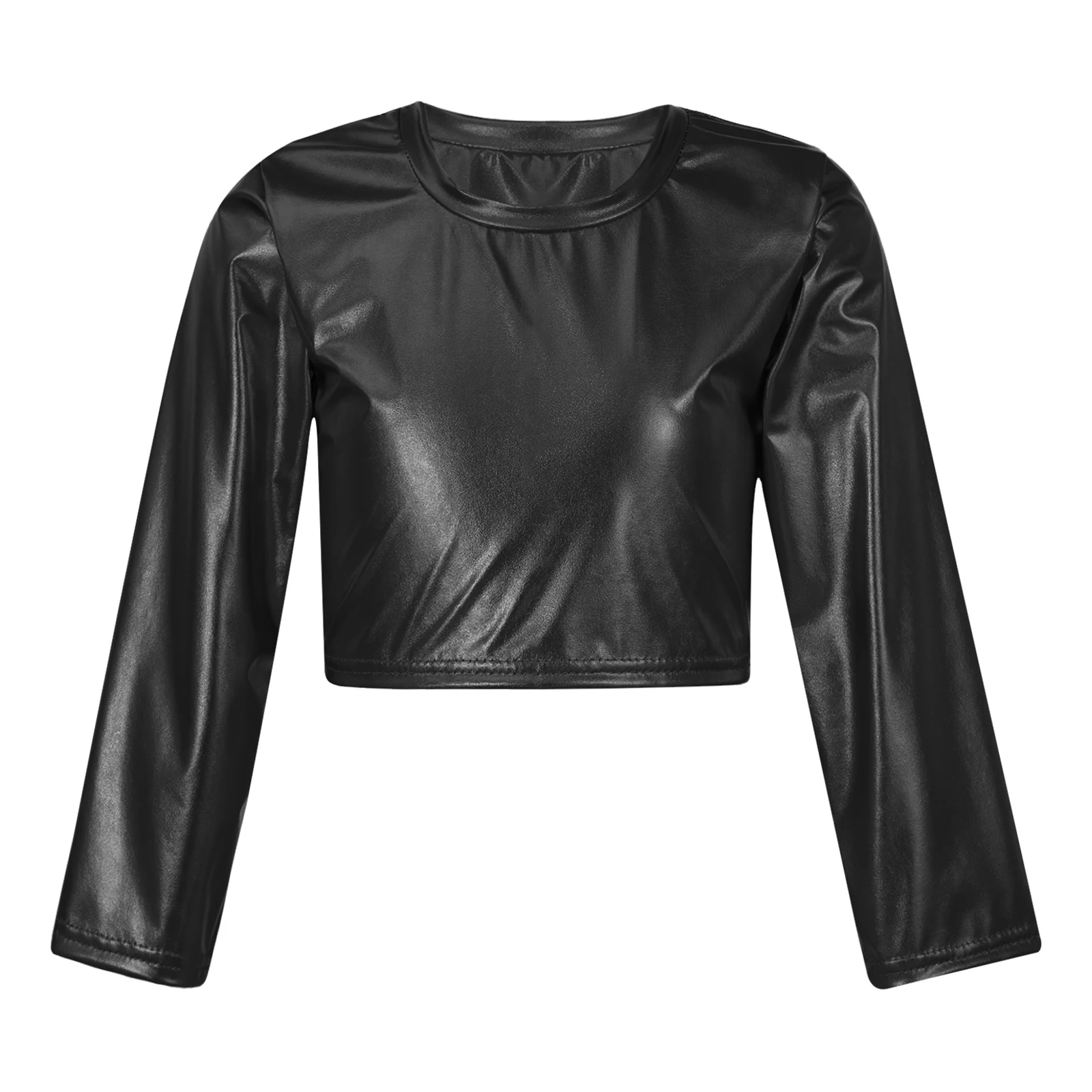 Детский танцевальный топ футболки джазовая Одежда для танцев детский Блестящий