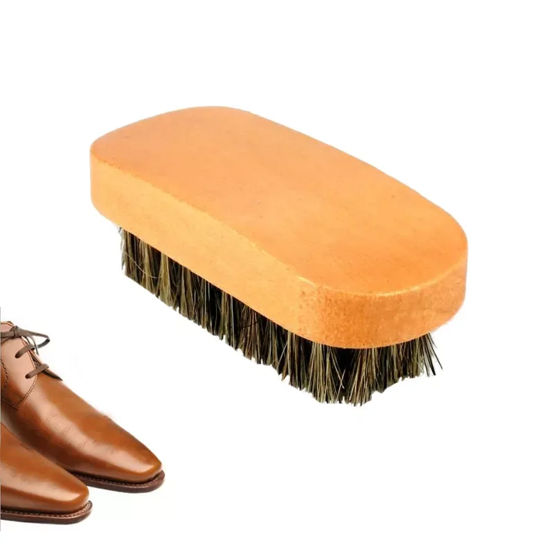 

2022New Horsehair Shoe Shine Brushes With Horse Hair Bristles For Boots, Shoes Leather Care Cleaning Brush For Suede Nubuck Boot
