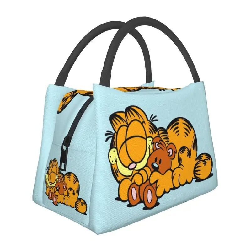

Garfields And Pooky Sleeping Insulated Lunch Bag for Work Office Cute Cat Resuable Thermal Cooler Lunch Box Women