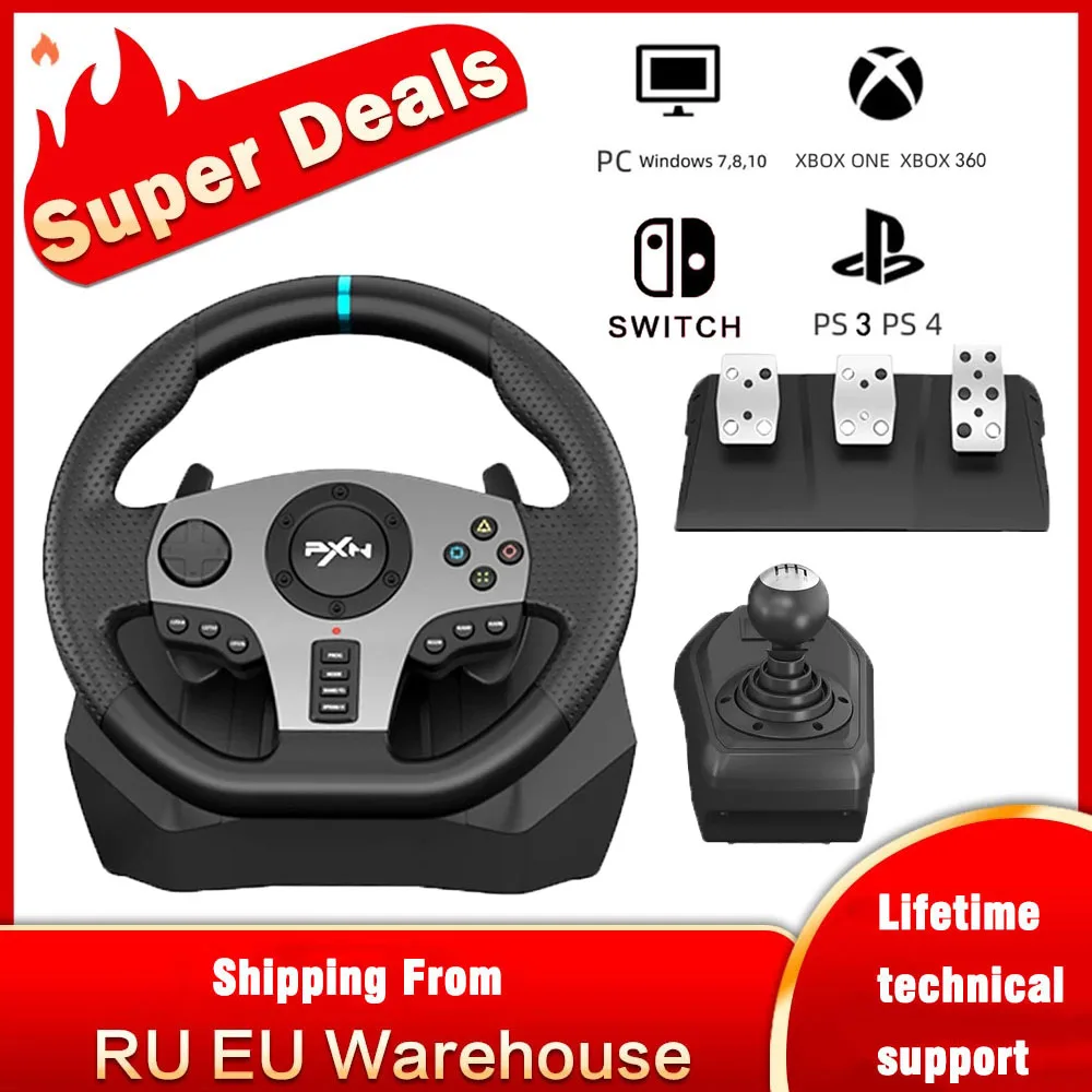 

PXN V9 Gaming Steering Wheel Pedal Vibration Racing Game Controller for Xbox One Xbox 360 for PC for PS3 PS4 for N-switch