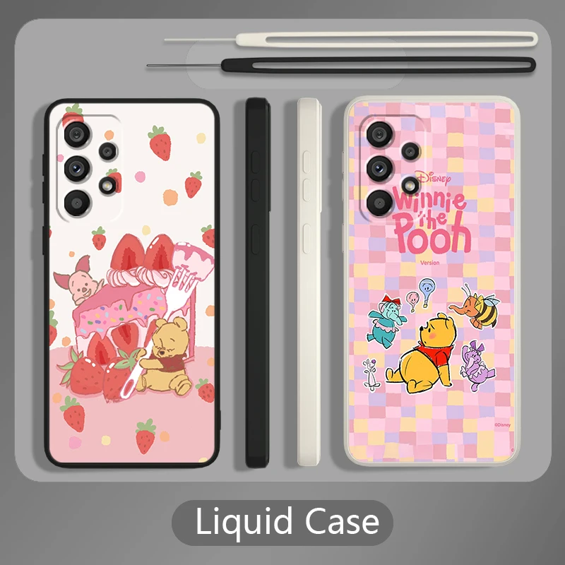 

Liquid Rope Phone Case For Samsung A73 A53 A33 A52 A32 A23 A22 A71 A51 A21S A03S A50 A30 5G Pink Winnie the Pooh Cover Core Capa