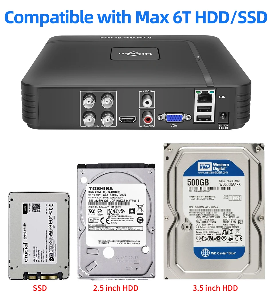 Hiseeu 8CH/4CH DVR рекордер AHD CCTV цифровая камера видеонаблюдения Система Xmeye Onvif для 1080P