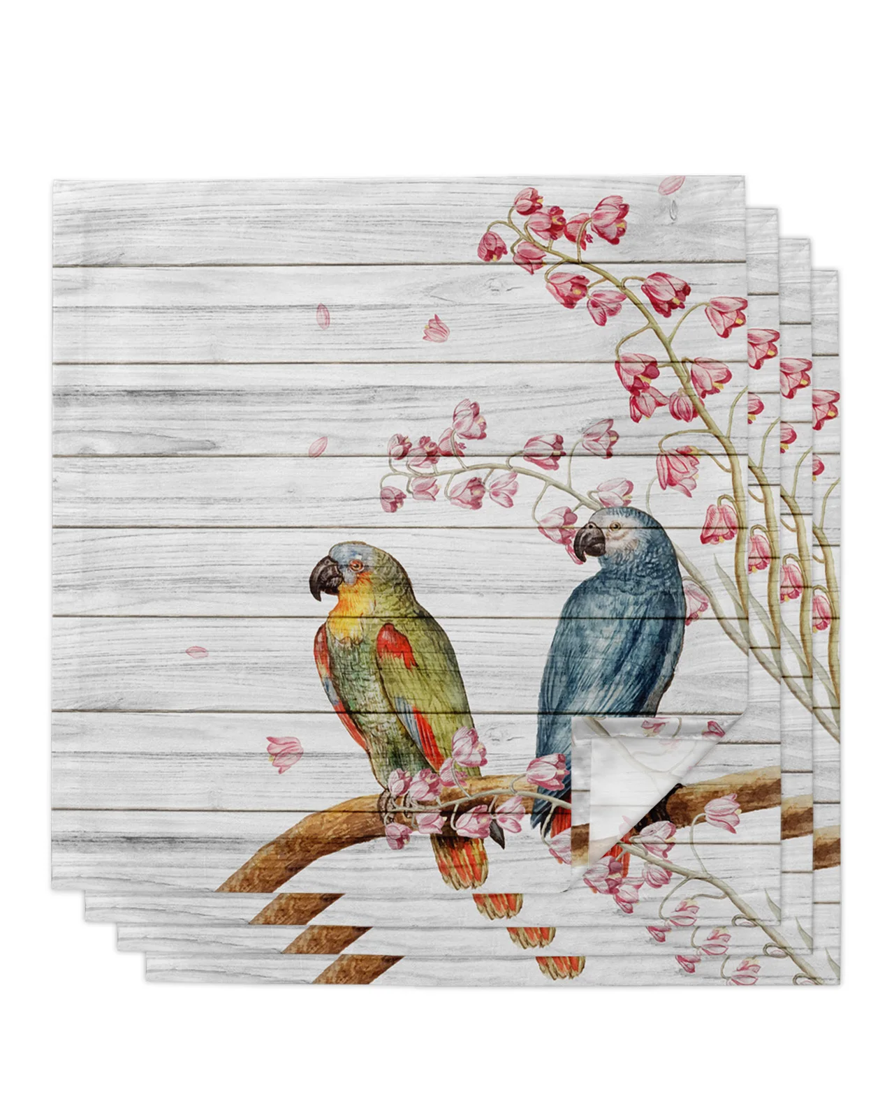 

4pcs Wood Board Parrot Flower Square 50cm Table Napkin Party Wedding Decoration Table Cloth Kitchen Dinner Serving Napkins