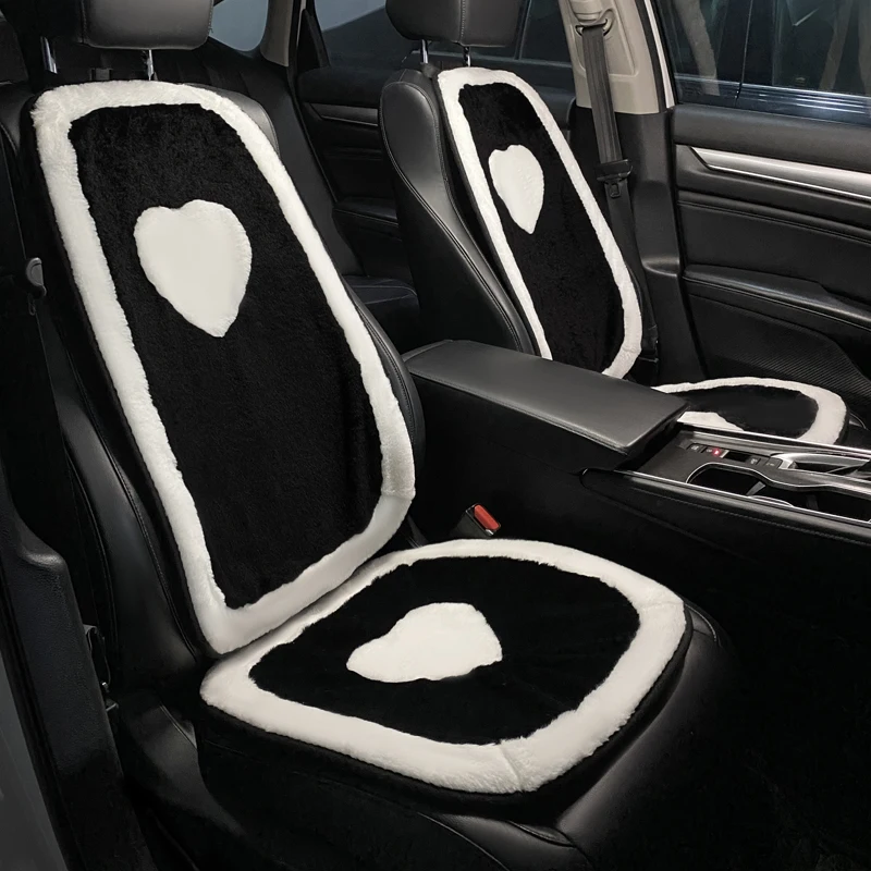 

New Four Seasons Universal Plush Cartoon Black White Love Ins Fashion Protecitve Winter Warm Car Seat Cushion Cover