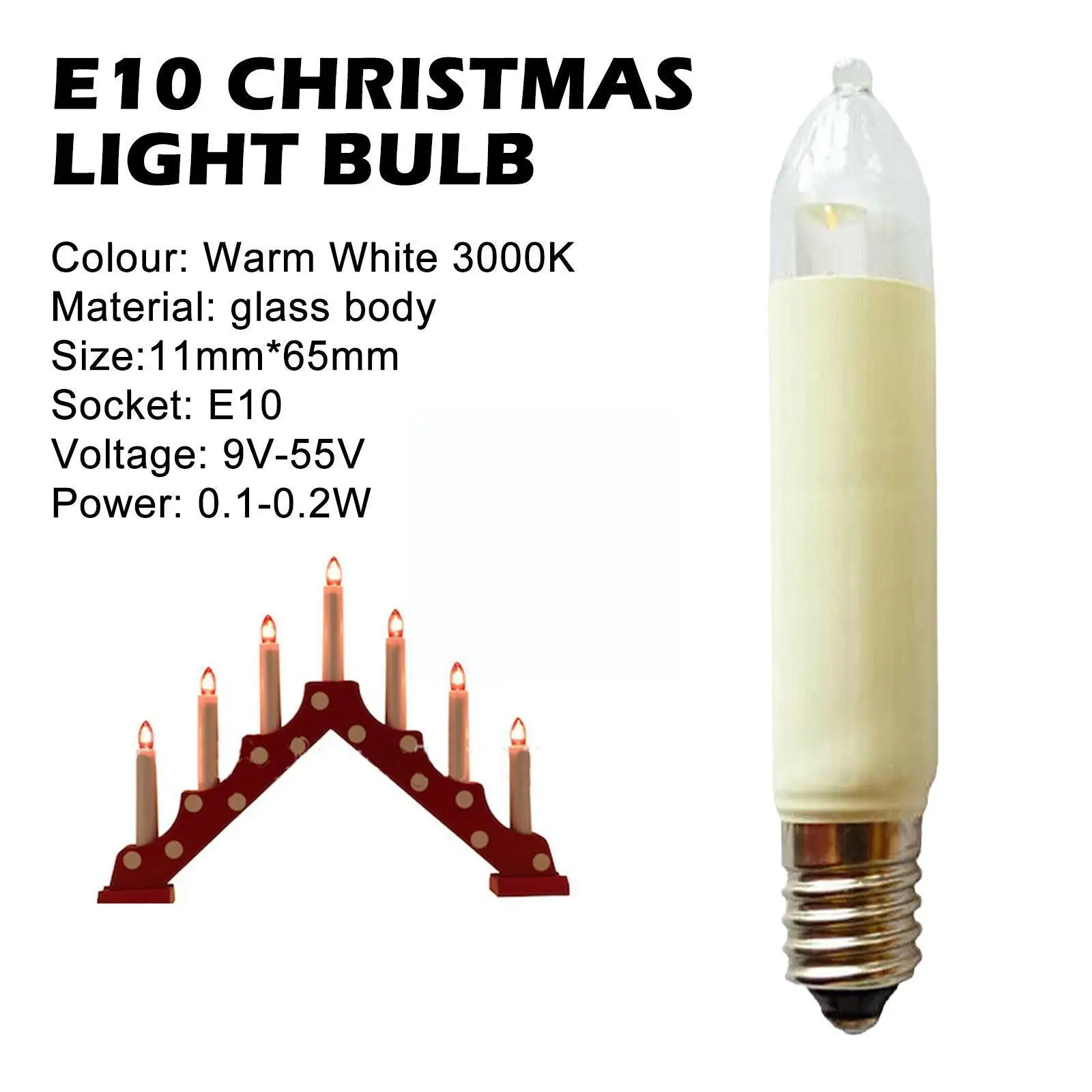 

1pcs E10 Led Replacement Lamp Bulb Candle Light Bulbs For Light Chains 10 V-55 V Ac For Bathroom Home Bulbs Decor F8d9