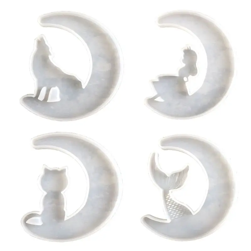 

Crystal Epoxy Resin Mold Moon Pendants Casting Silicone Mould Handmade DIY Craft